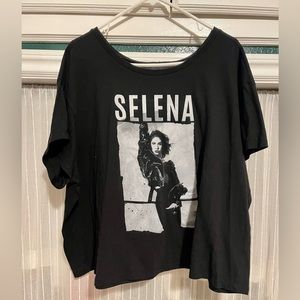Selena Black Crop Crew Tee